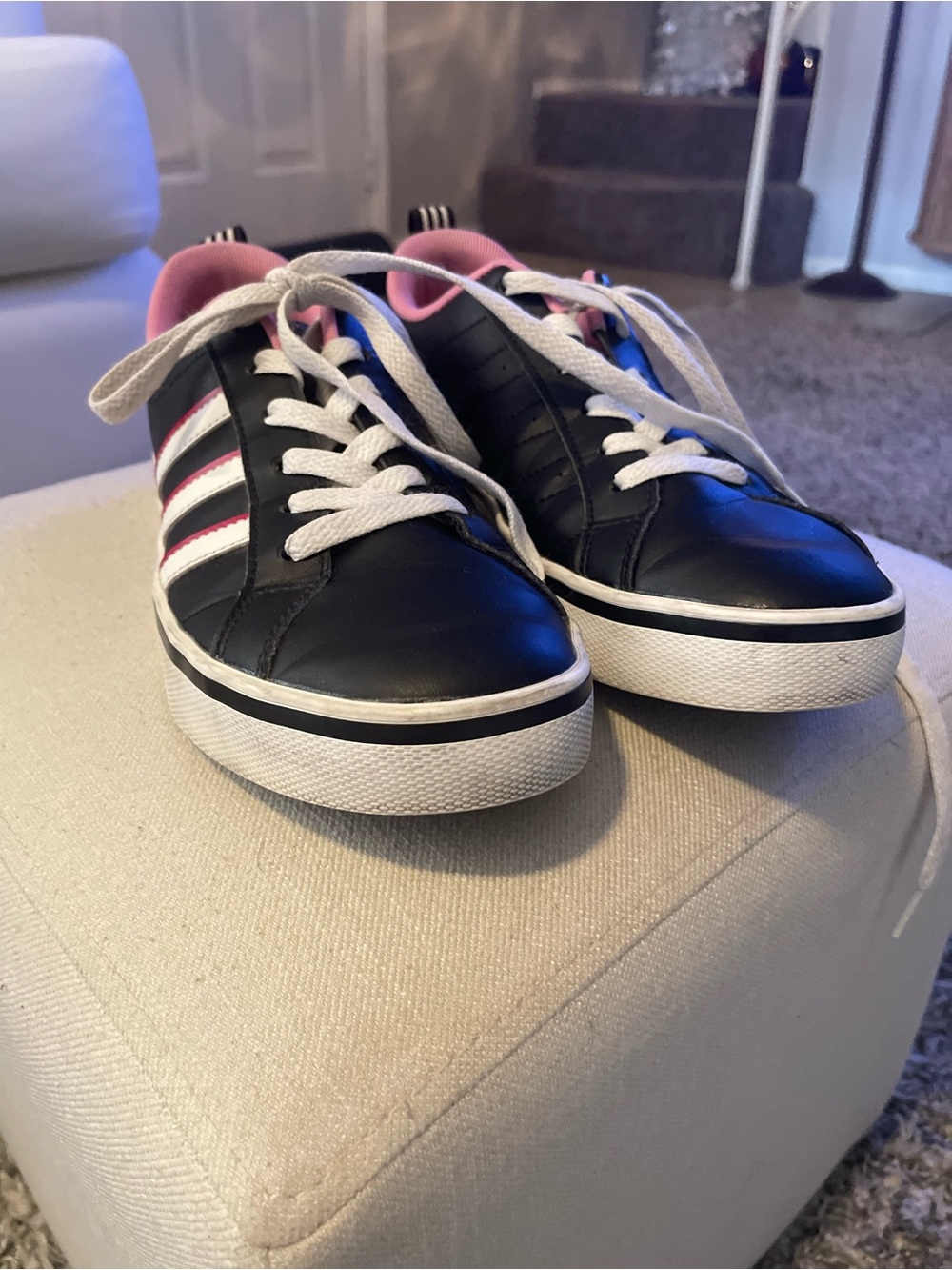 adidas Kids Black and Pink Low-Top Sneakers